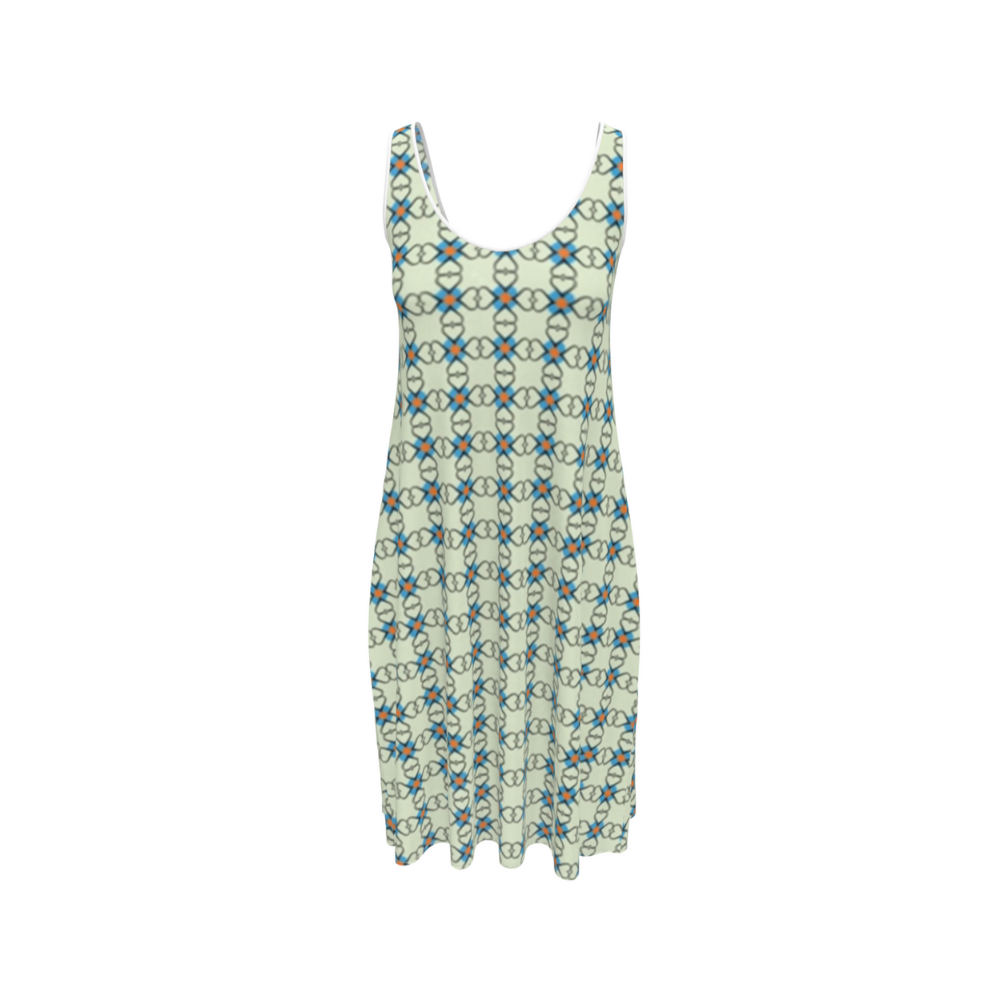 Dolomitia Blue MIDI SLEEVED ROUND-NECK DRESS