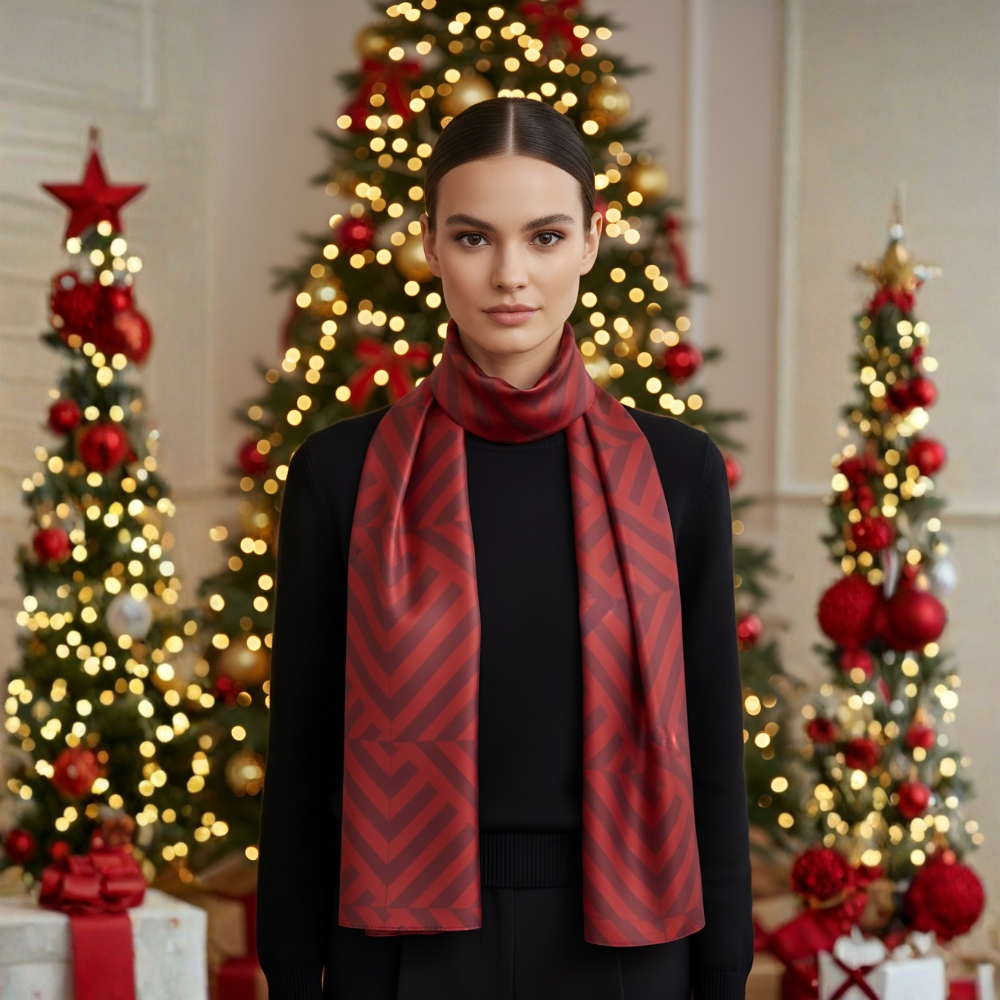 RED WINTER SILK SCARF